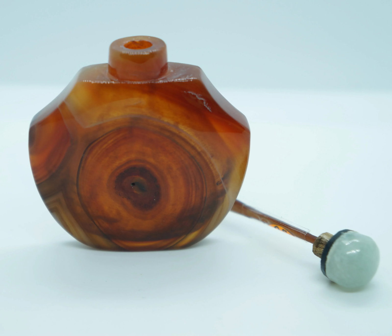 Vintage 1920s Banded Agate Snuff Bottle With Eyes - 12