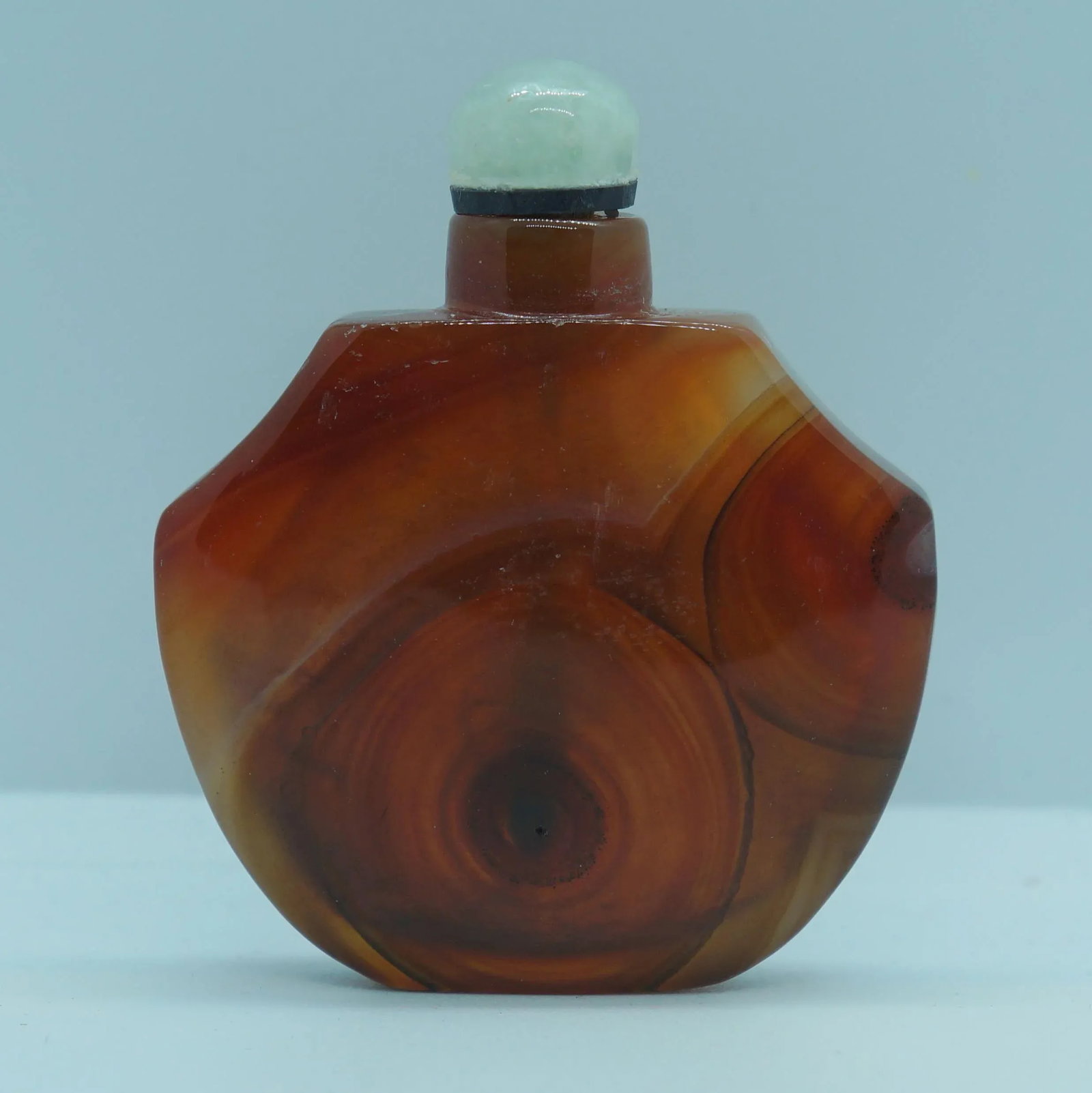 Vintage 1920s Banded Agate Snuff Bottle With Eyes - 13