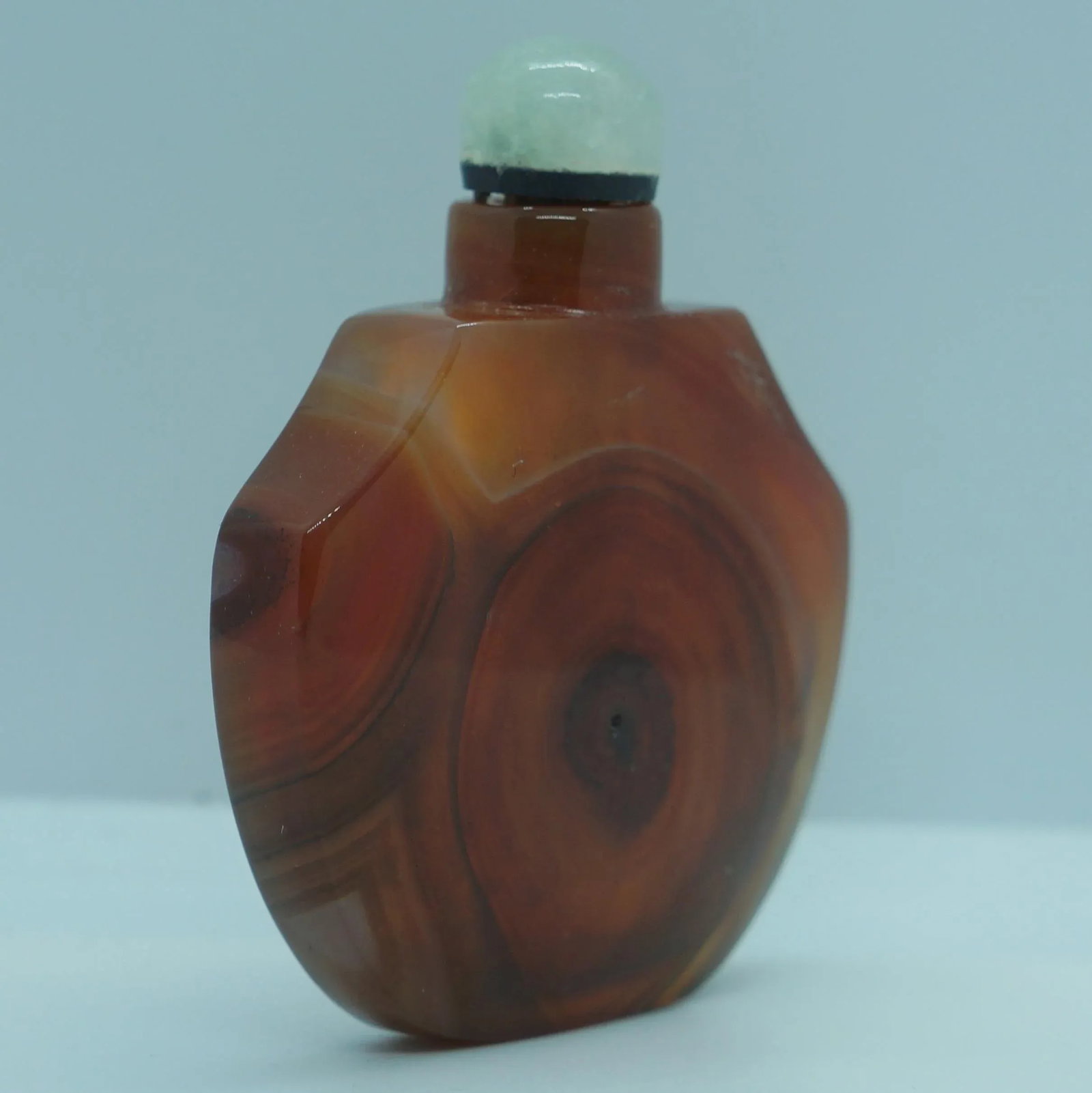 Vintage 1920s Banded Agate Snuff Bottle With Eyes - 2