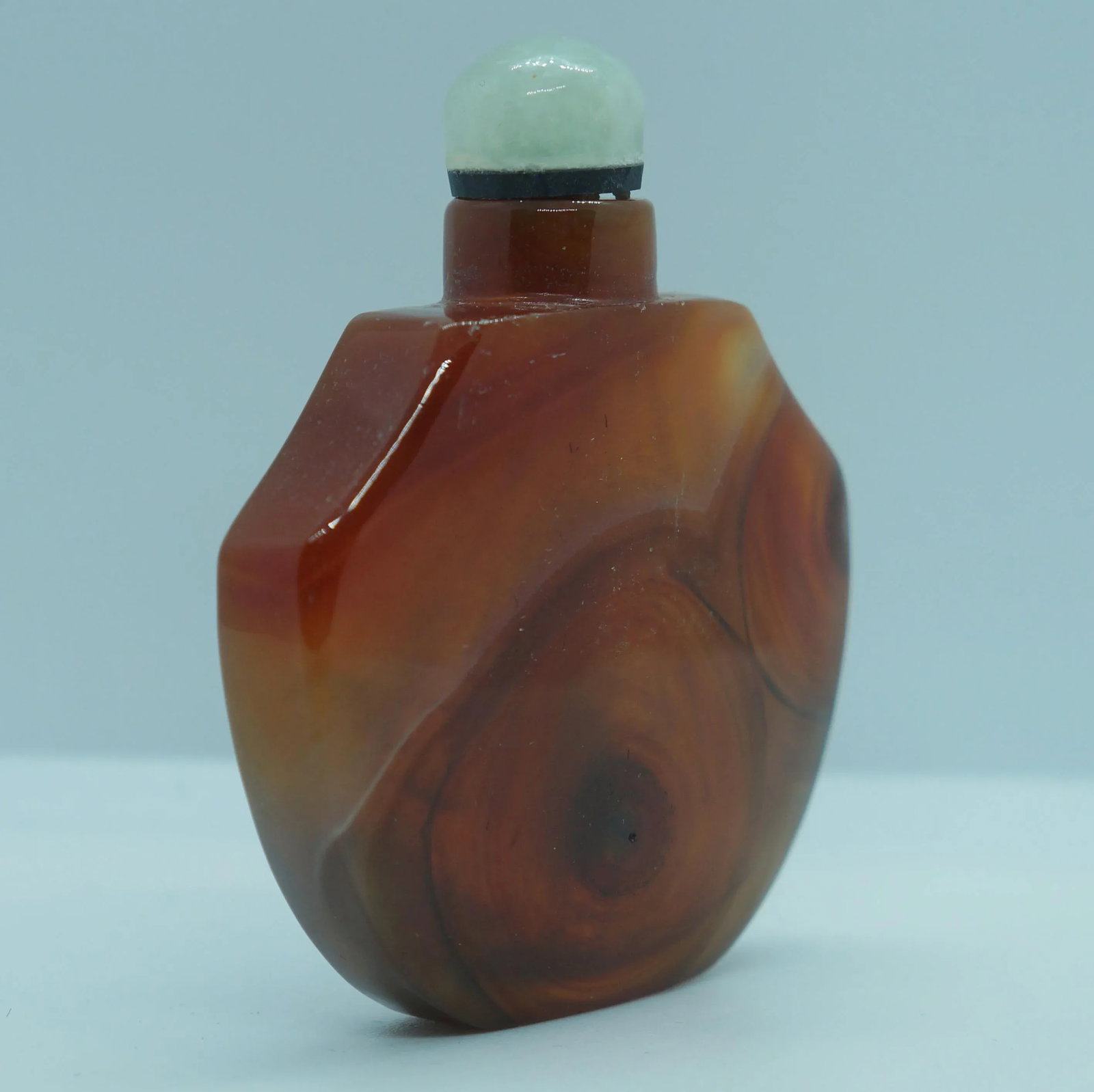 Vintage 1920s Banded Agate Snuff Bottle With Eyes - 3