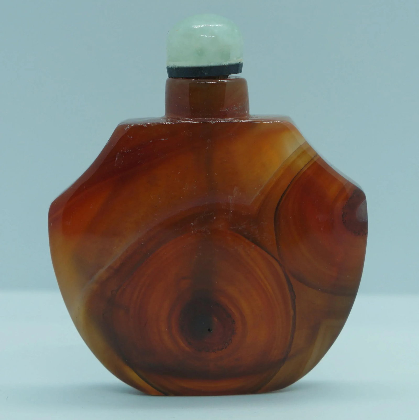 Vintage 1920s Banded Agate Snuff Bottle With Eyes - 4