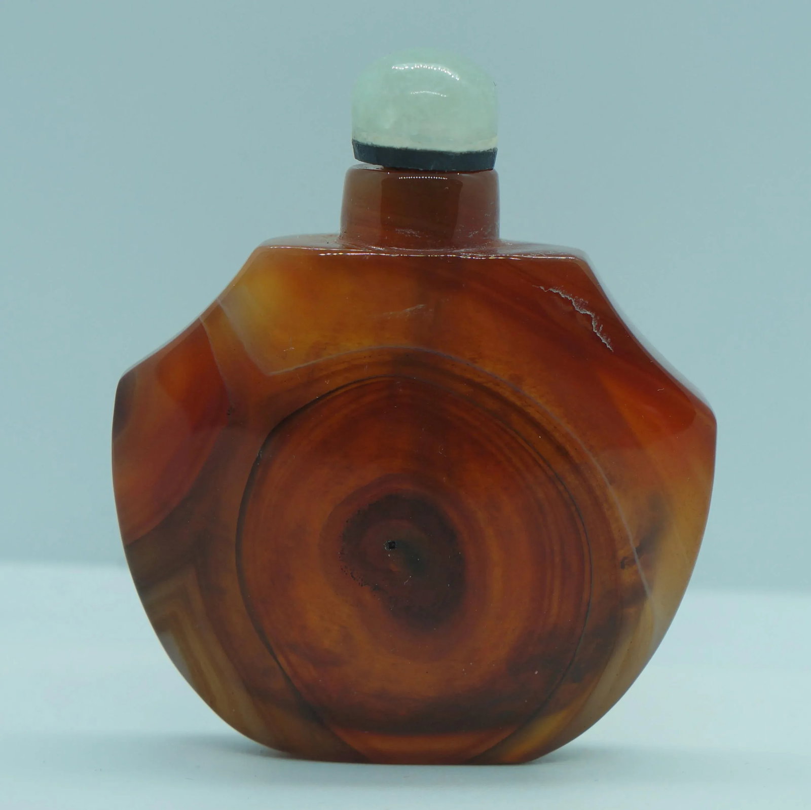Vintage 1920s Banded Agate Snuff Bottle With Eyes - 5