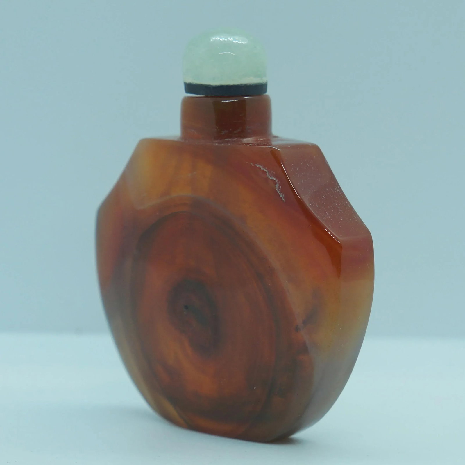 Vintage 1920s Banded Agate Snuff Bottle With Eyes - 7