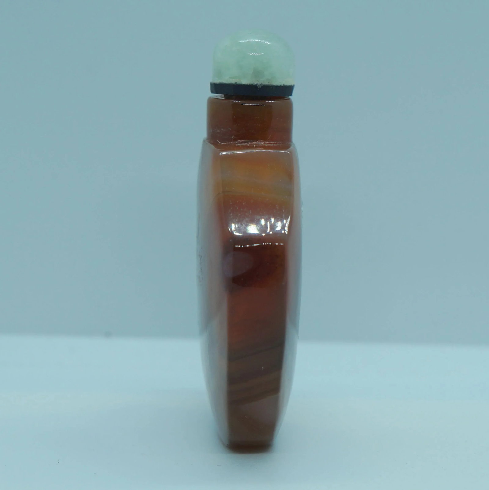 Vintage 1920s Banded Agate Snuff Bottle With Eyes - 8