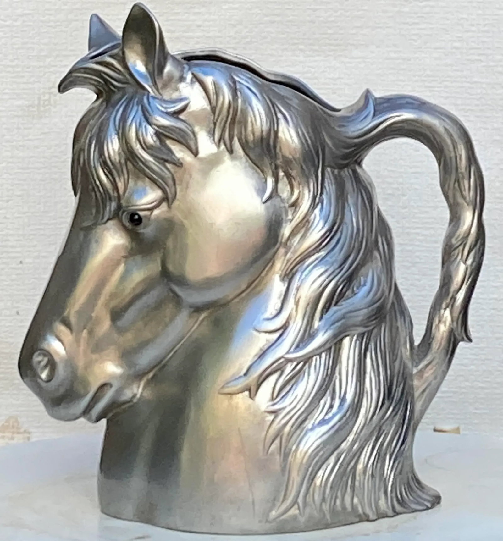 2000s Arthur Court Aluminum Horse Pitcher - 12