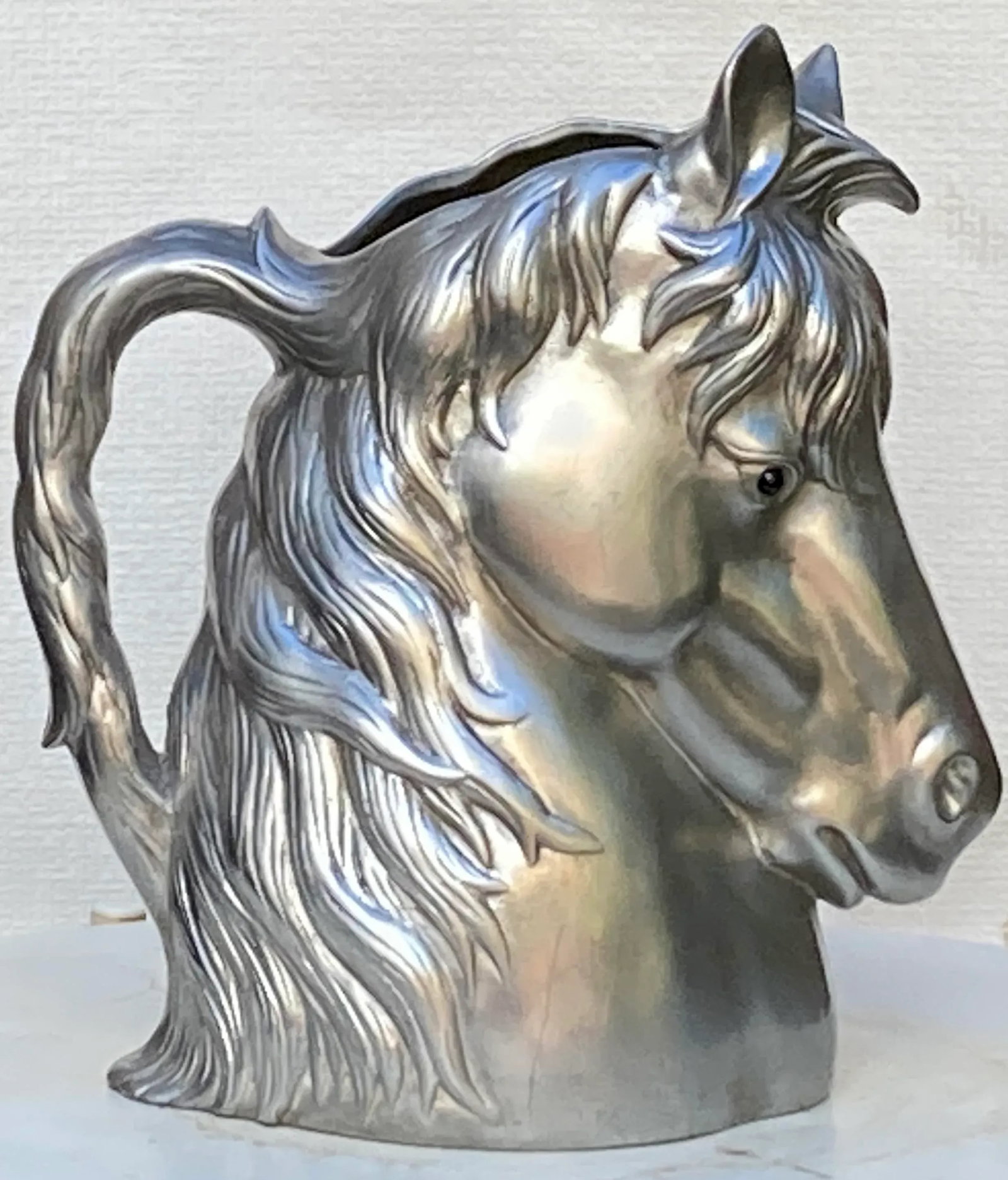 2000s Arthur Court Aluminum Horse Pitcher - 5
