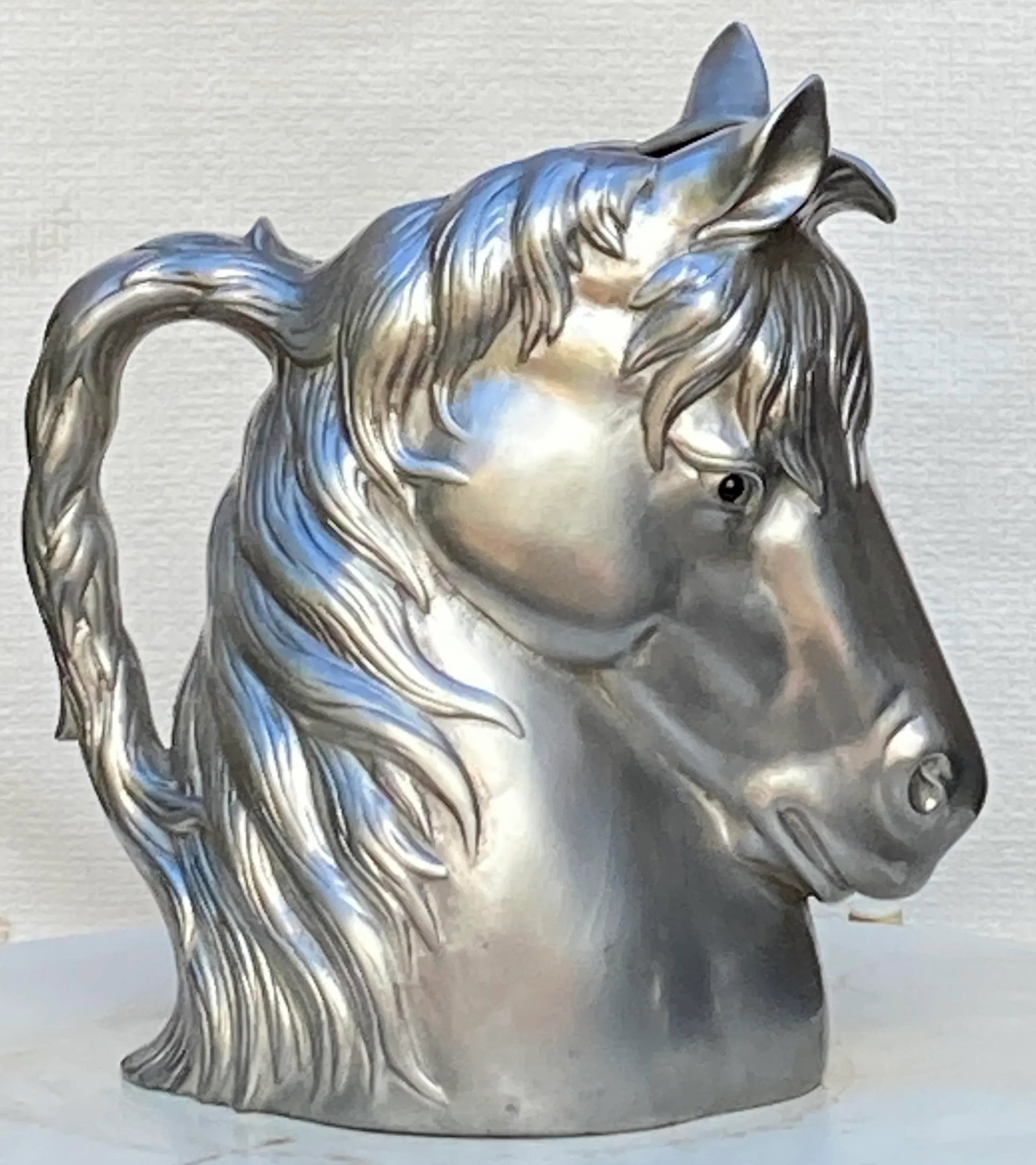 2000s Arthur Court Aluminum Horse Pitcher - 6