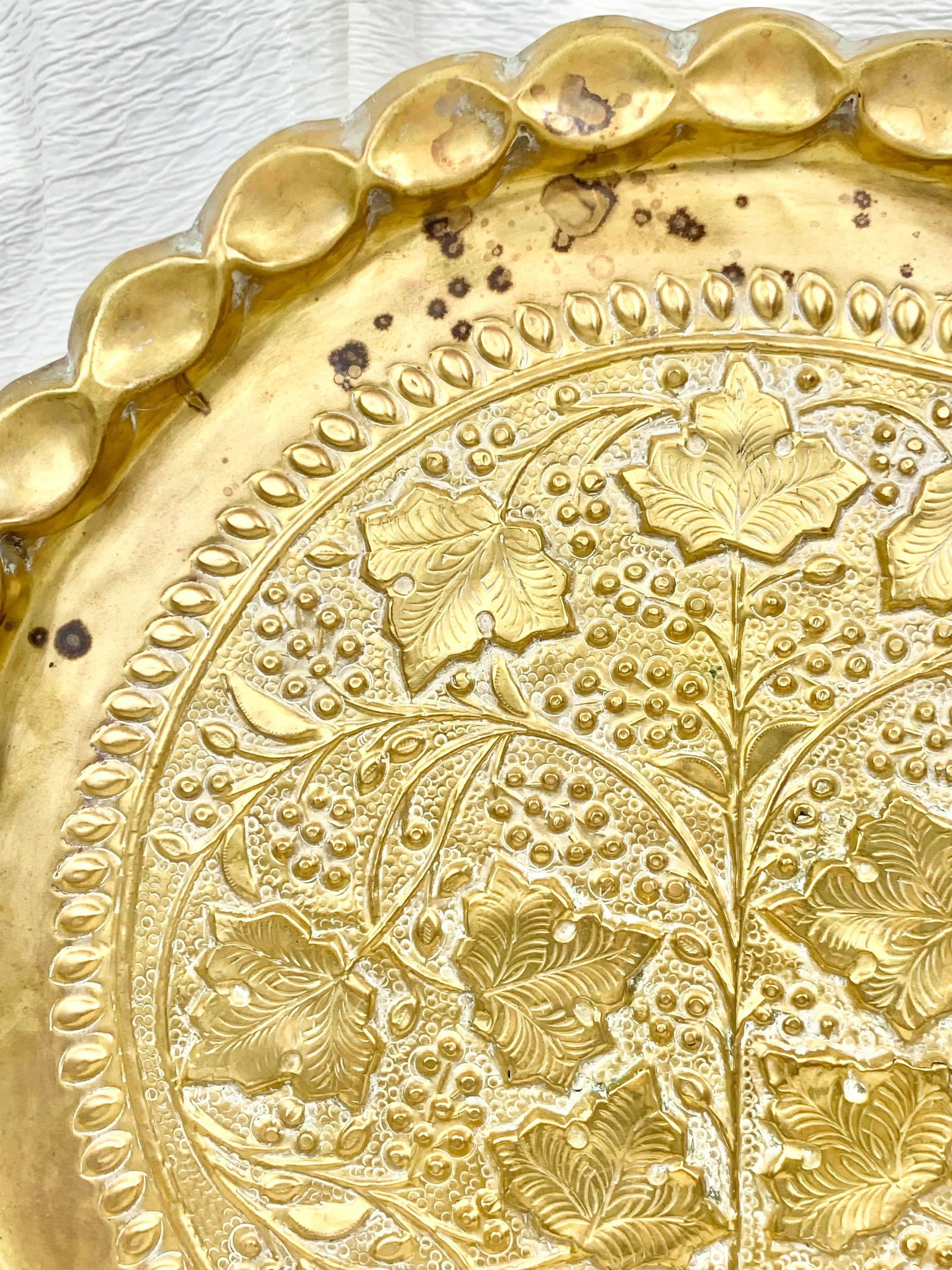 Vintage Large Brass Repousse Tray - 4