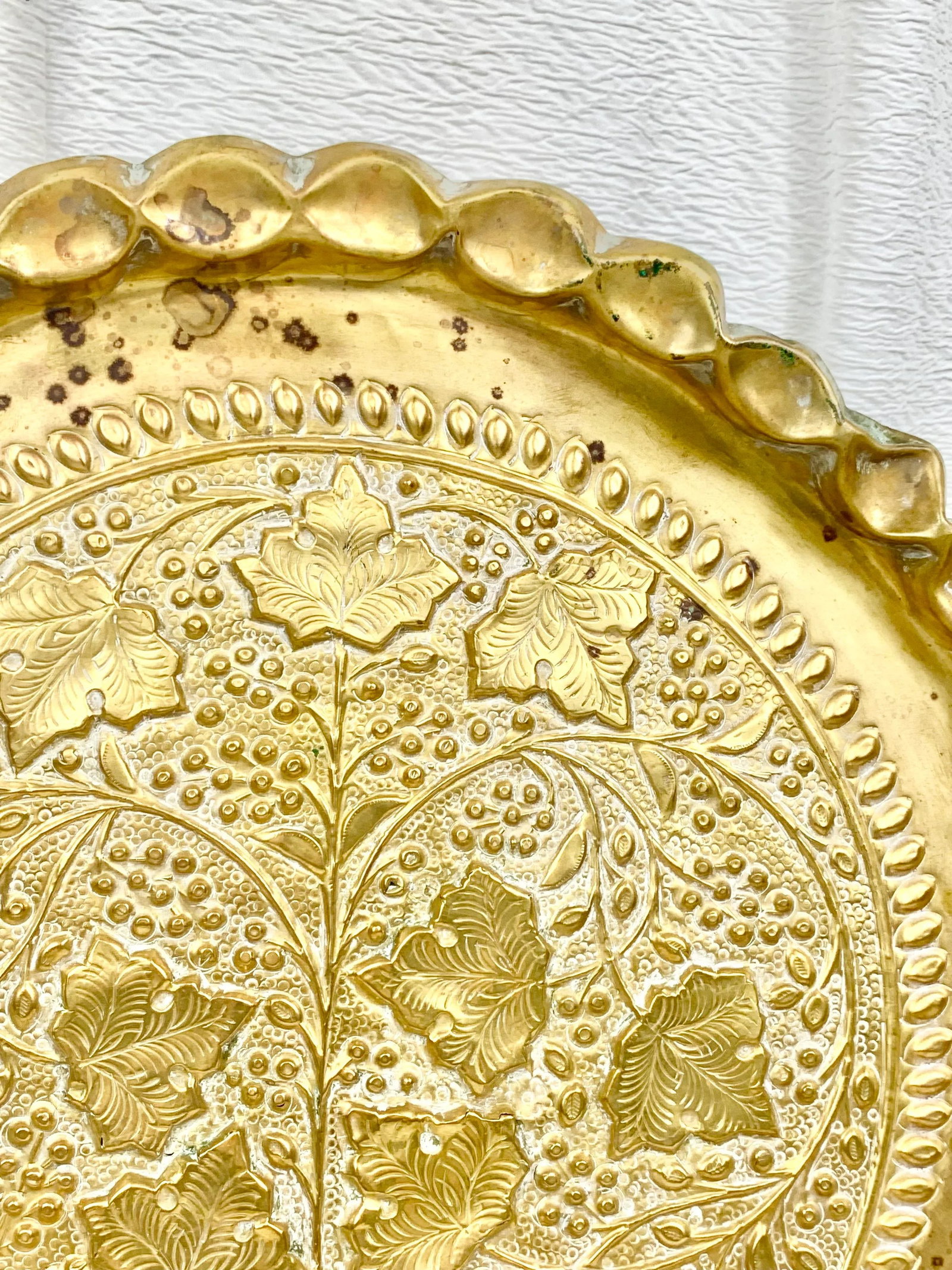 Vintage Large Brass Repousse Tray - 5