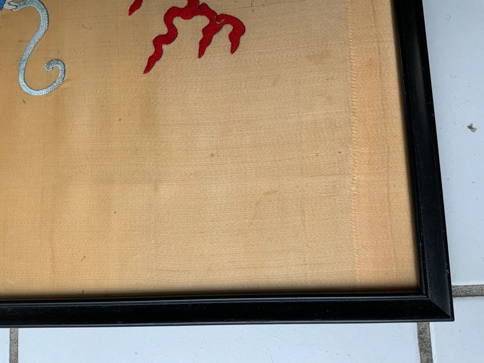 Antique Chinese Framed Embroidery of a Dragon - 6
