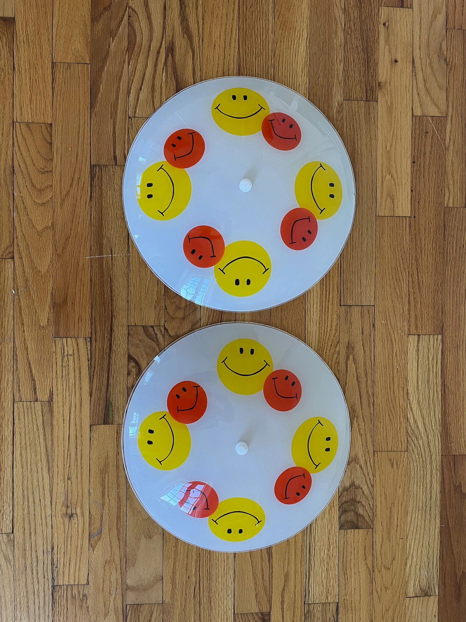 1970's Retro Glass Smiley Face Light Fixture - 12