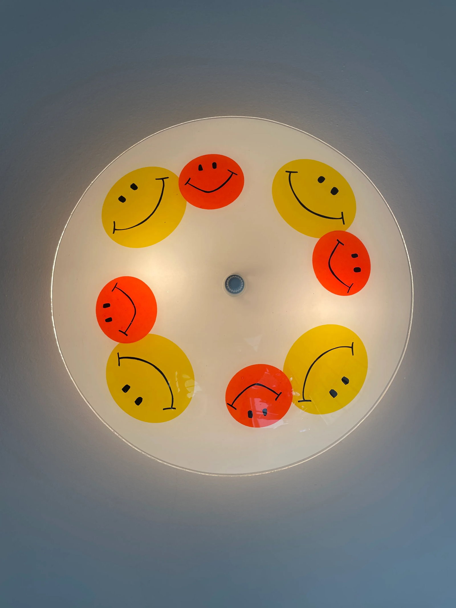 1970's Retro Glass Smiley Face Light Fixture - 2