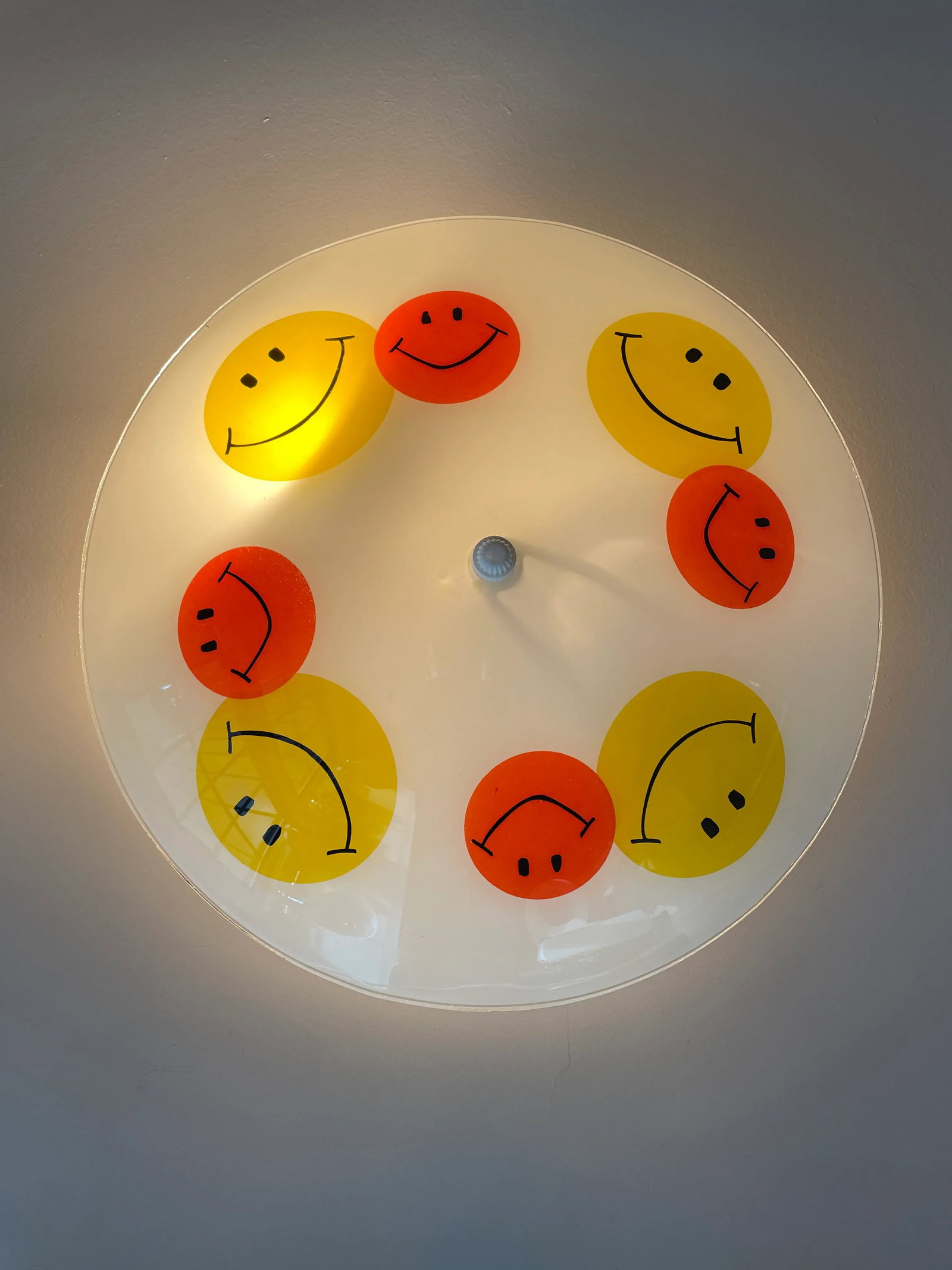 1970's Retro Glass Smiley Face Light Fixture - 3