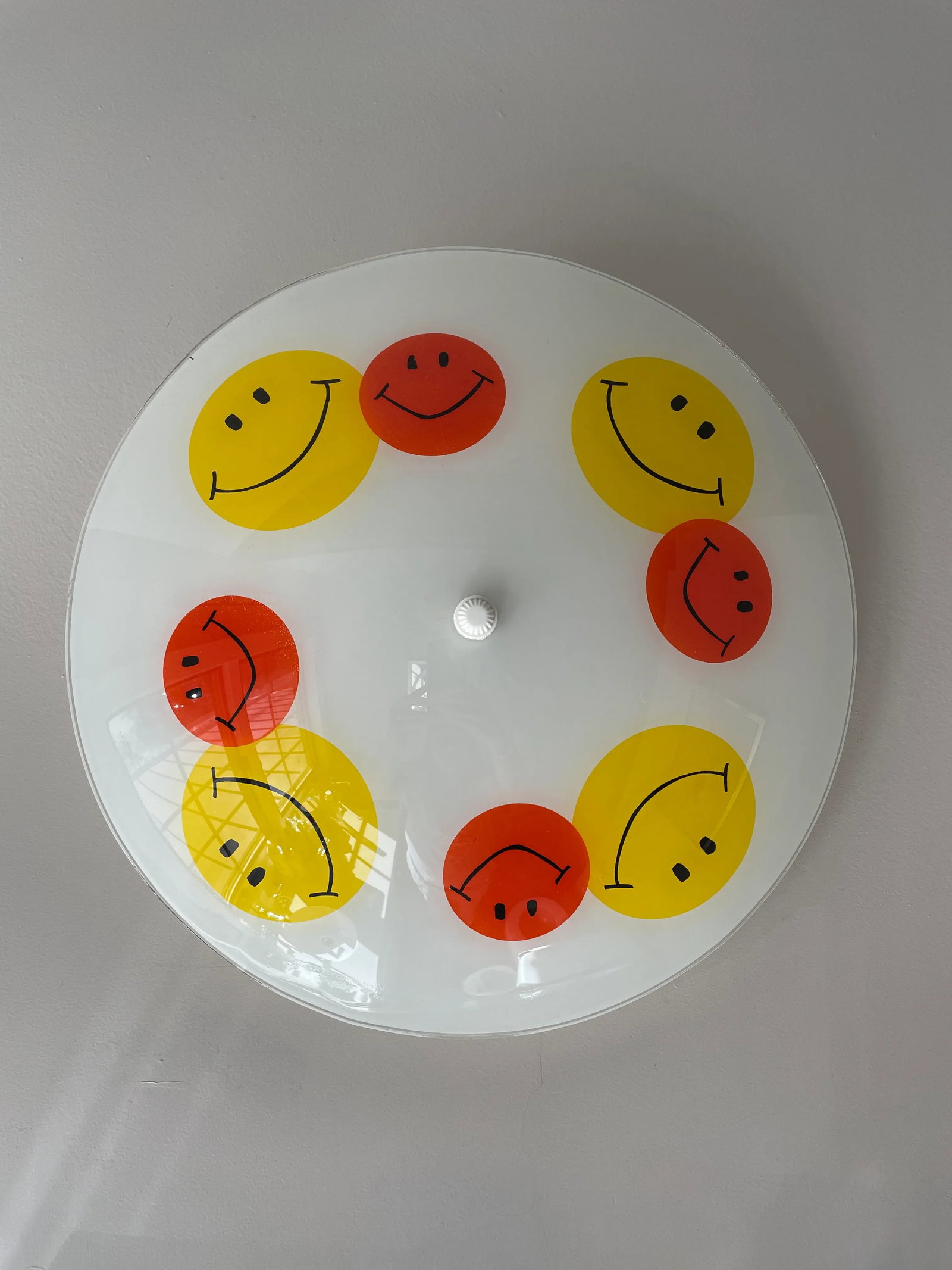 1970's Retro Glass Smiley Face Light Fixture - 4