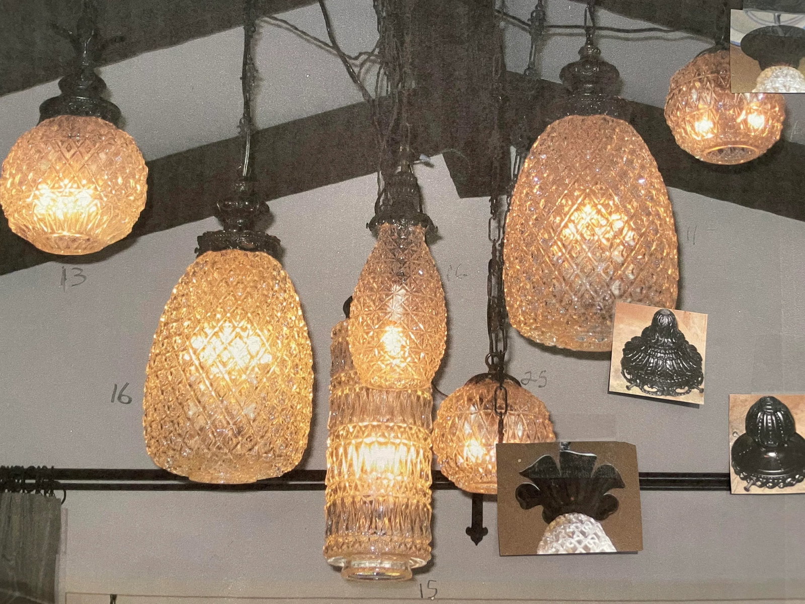 Vintage Italian Glass Pendants - Set of 7 - 4