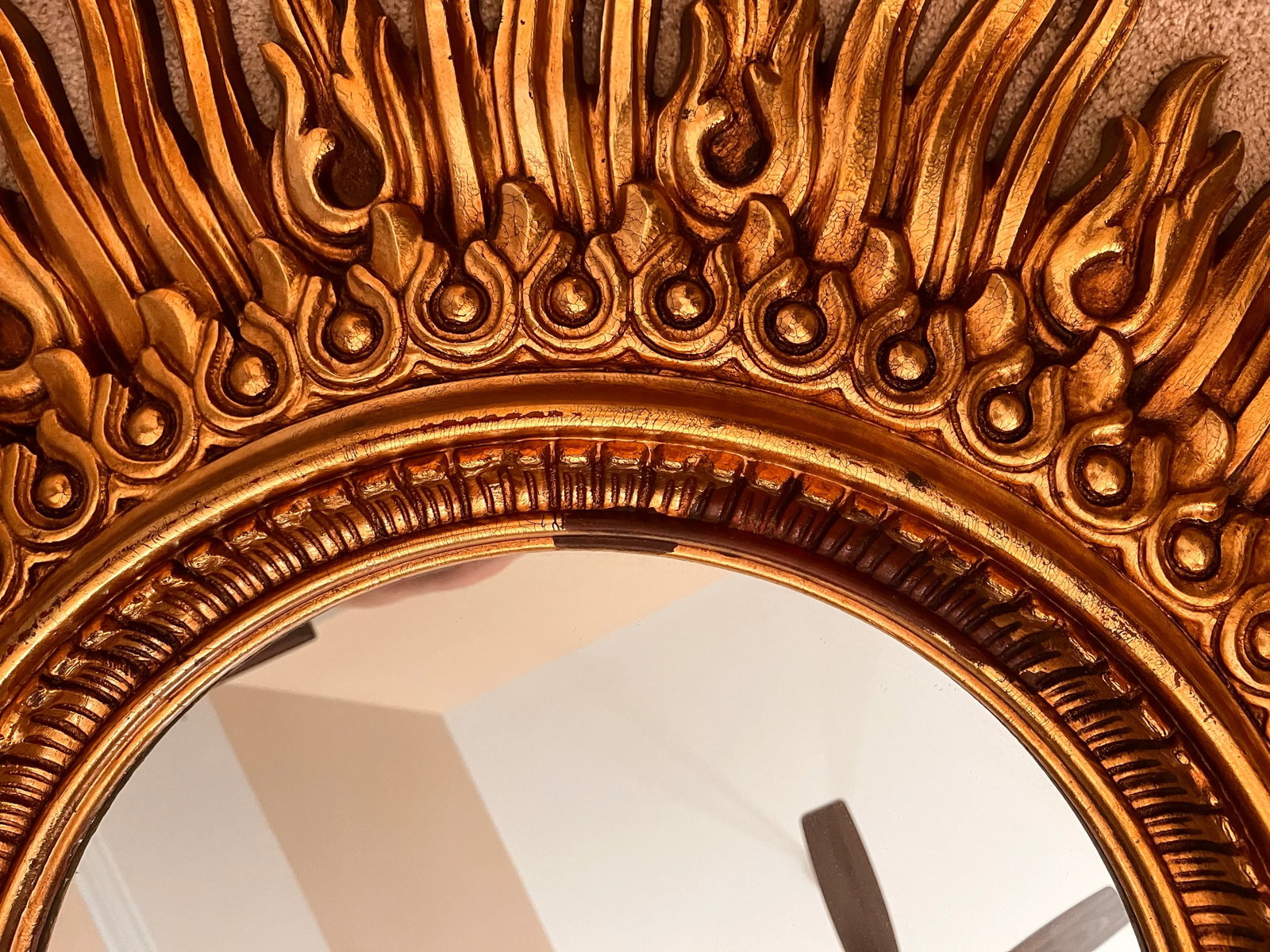 Vintage 1980s Sunburst Gilded Mirror - 11