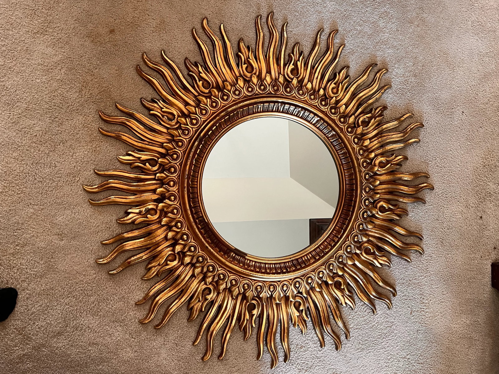 Vintage 1980s Sunburst Gilded Mirror - 12