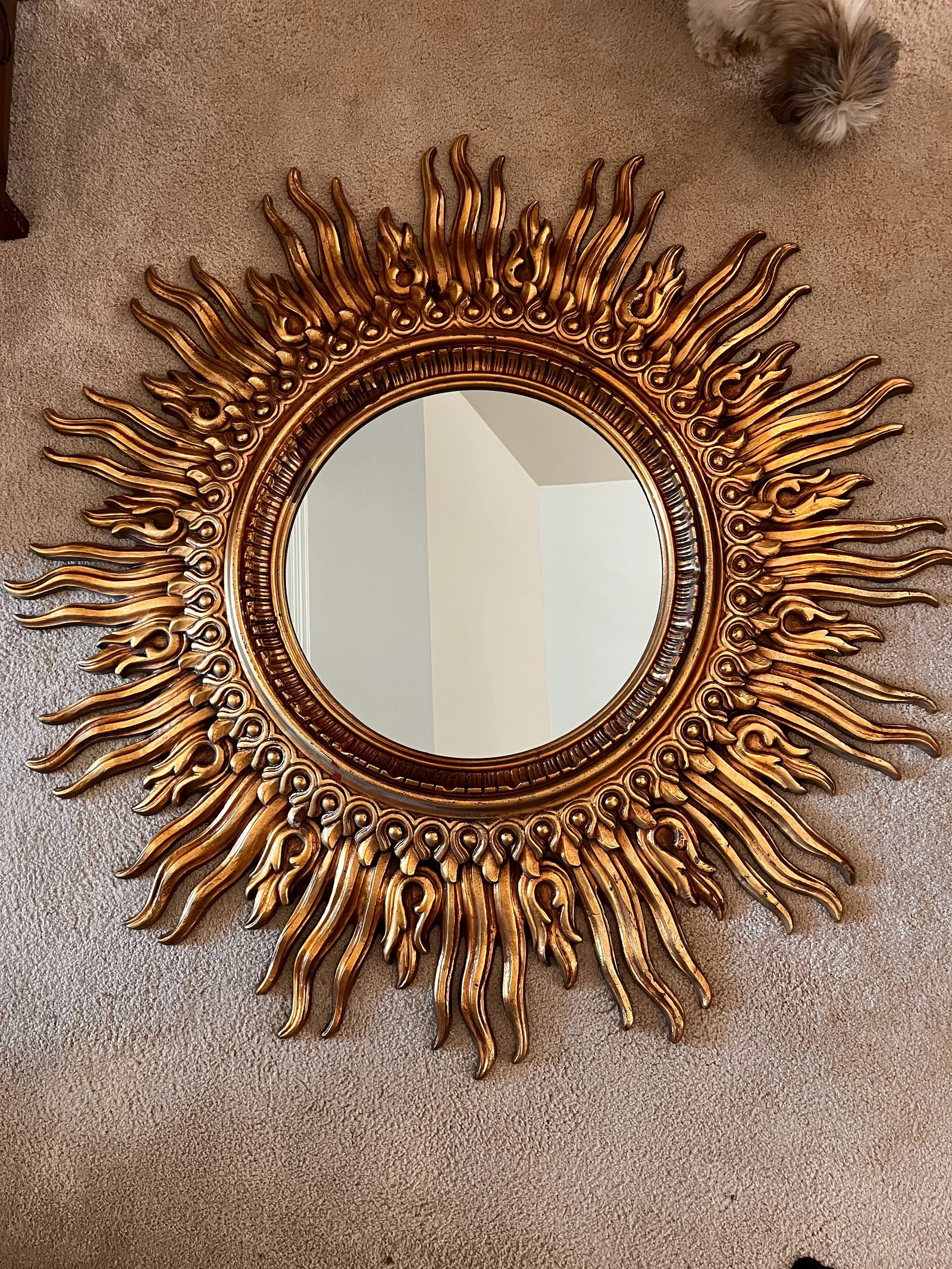 Vintage 1980s Sunburst Gilded Mirror - 2