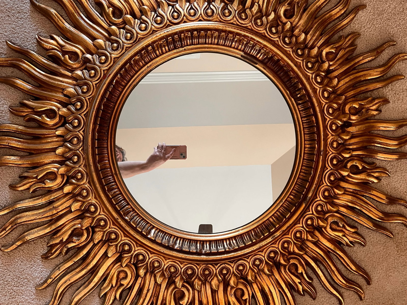 Vintage 1980s Sunburst Gilded Mirror - 3