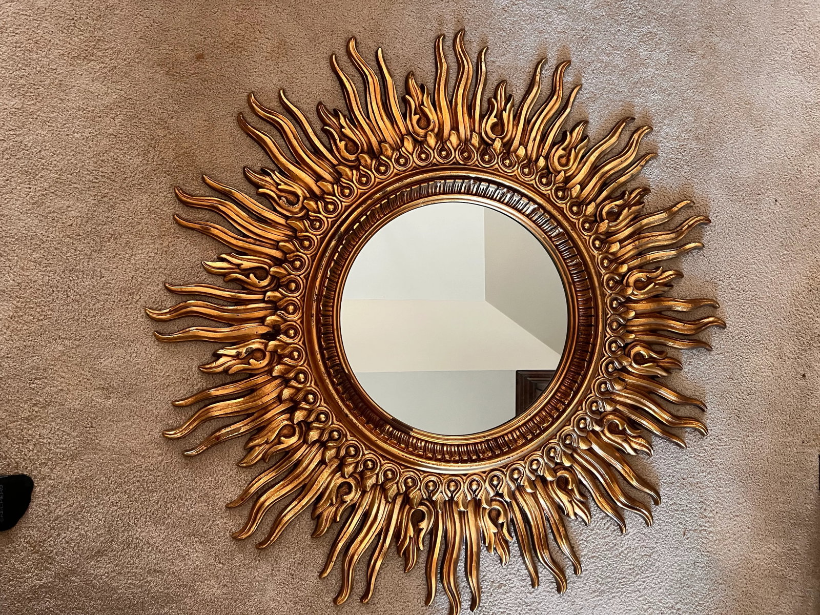 Vintage 1980s Sunburst Gilded Mirror - 4
