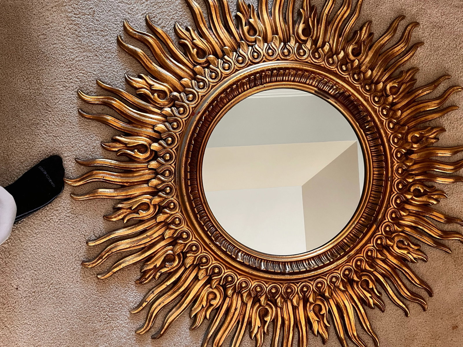 Vintage 1980s Sunburst Gilded Mirror - 5