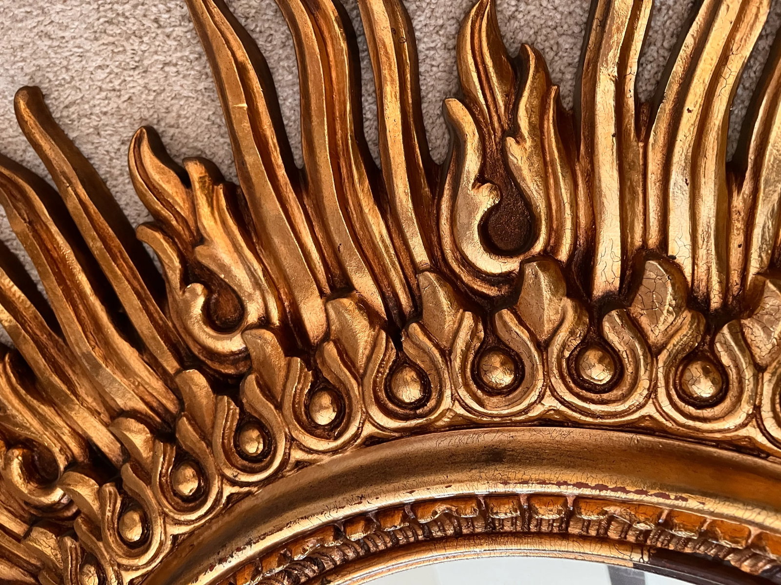 Vintage 1980s Sunburst Gilded Mirror - 6