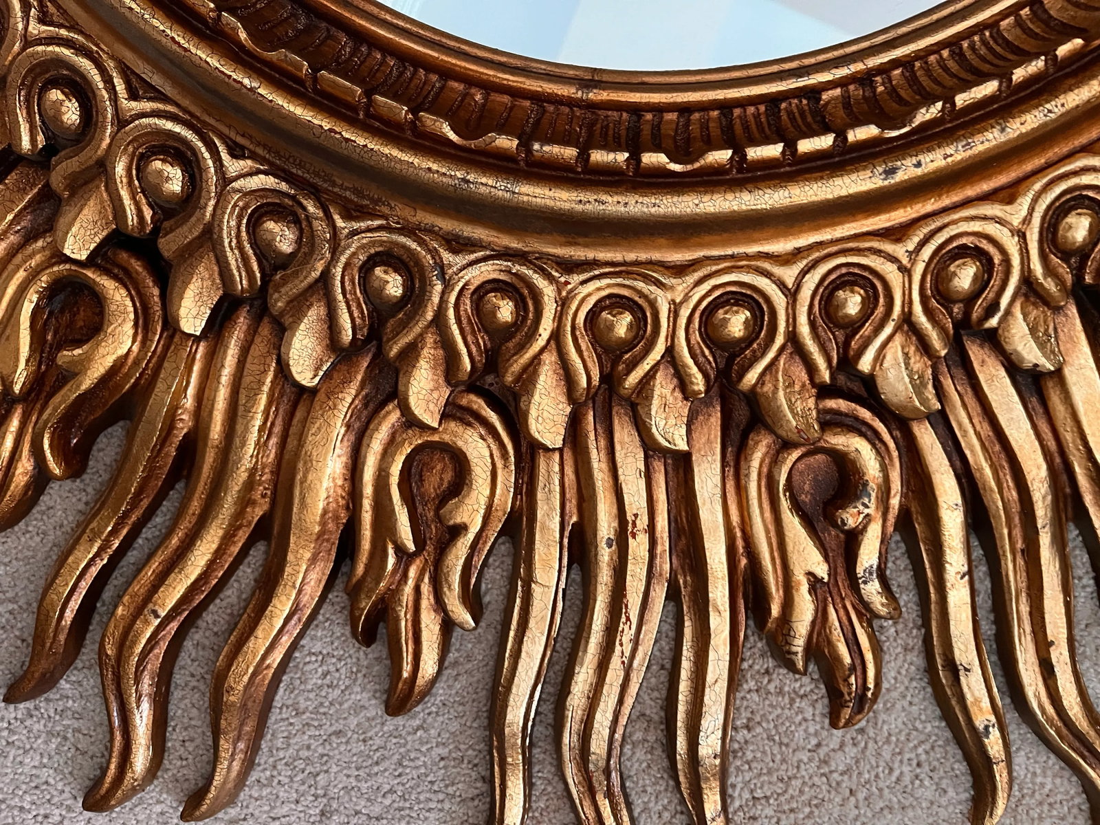 Vintage 1980s Sunburst Gilded Mirror - 9