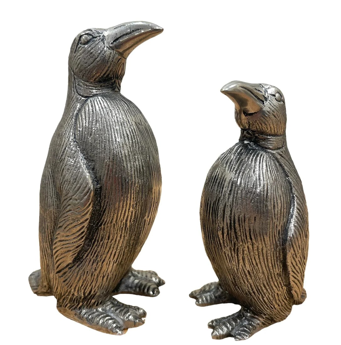 Vintage Gucci Silver Penguin Salt and Pepper Shakers and Sculpture - 4