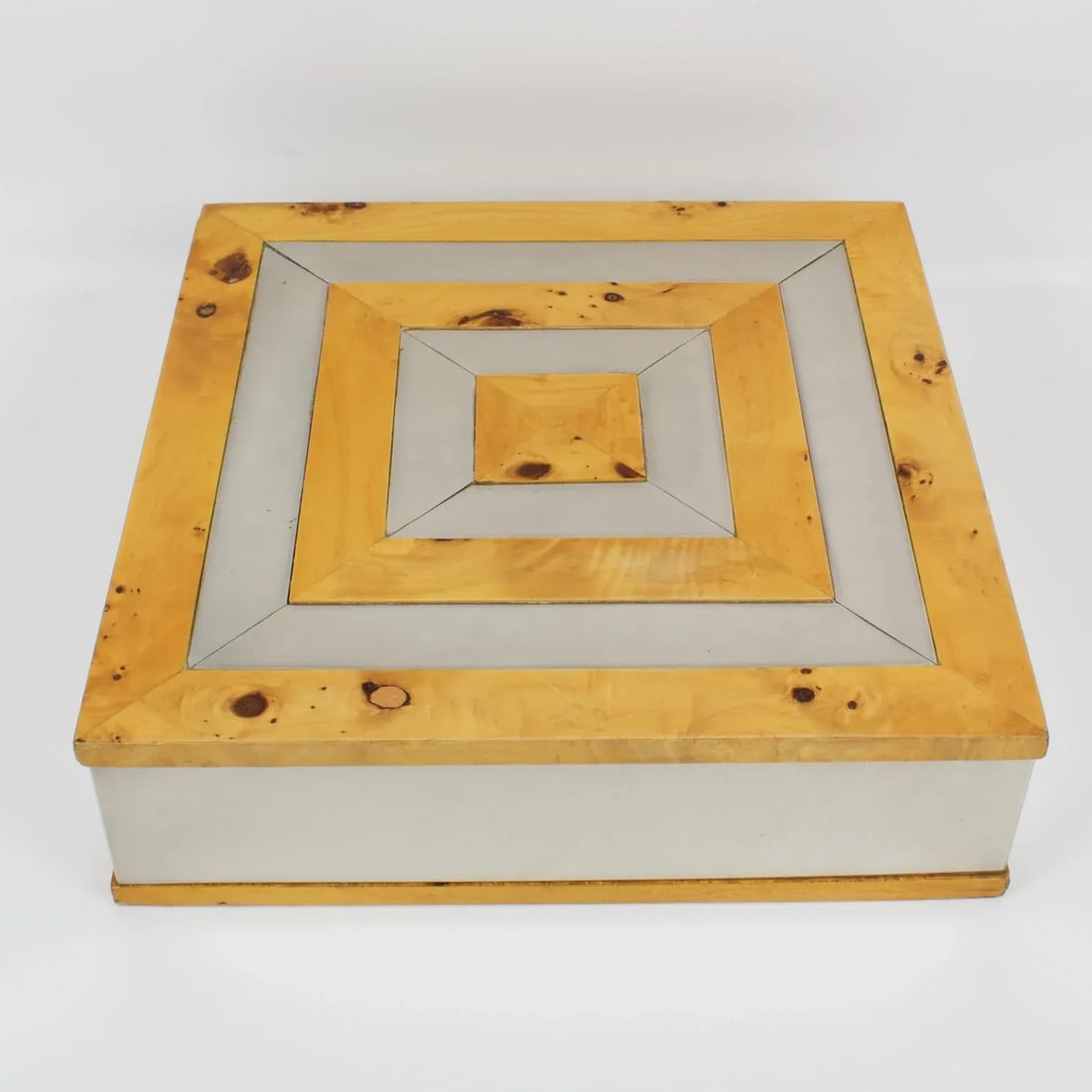 Tommaso Barbi Italy Chrome and Burl Wood Large-Scale Box - 10