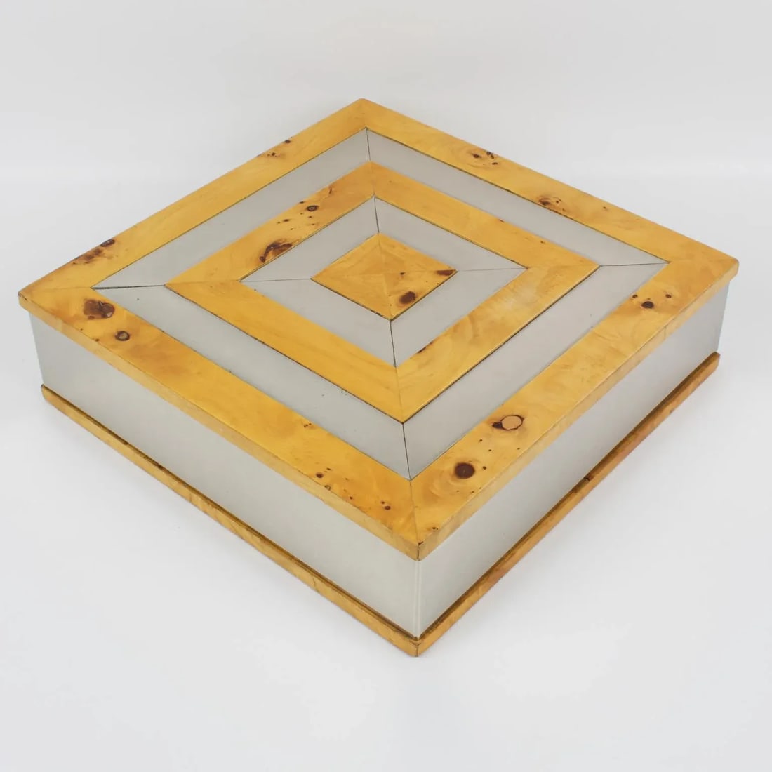 Tommaso Barbi Italy Chrome and Burl Wood Large-Scale Box - 13