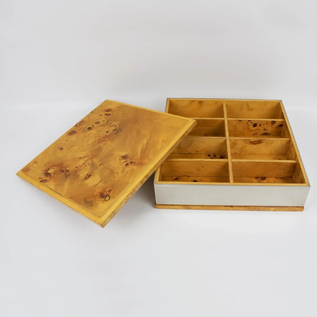 Tommaso Barbi Italy Chrome and Burl Wood Large-Scale Box - 2