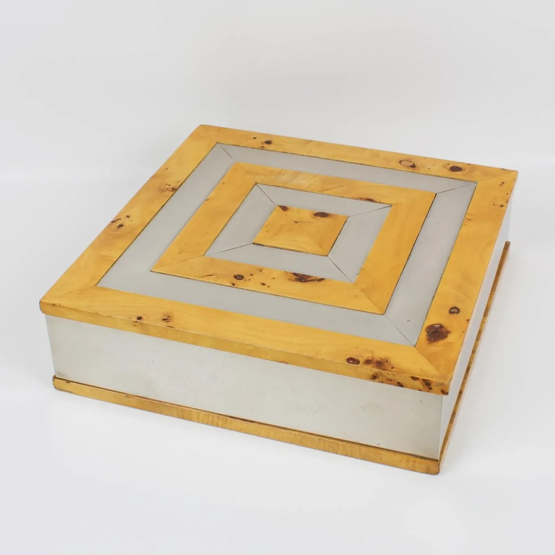Tommaso Barbi Italy Chrome and Burl Wood Large-Scale Box - 3
