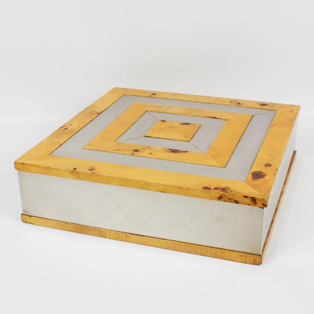Tommaso Barbi Italy Chrome and Burl Wood Large-Scale Box - 4