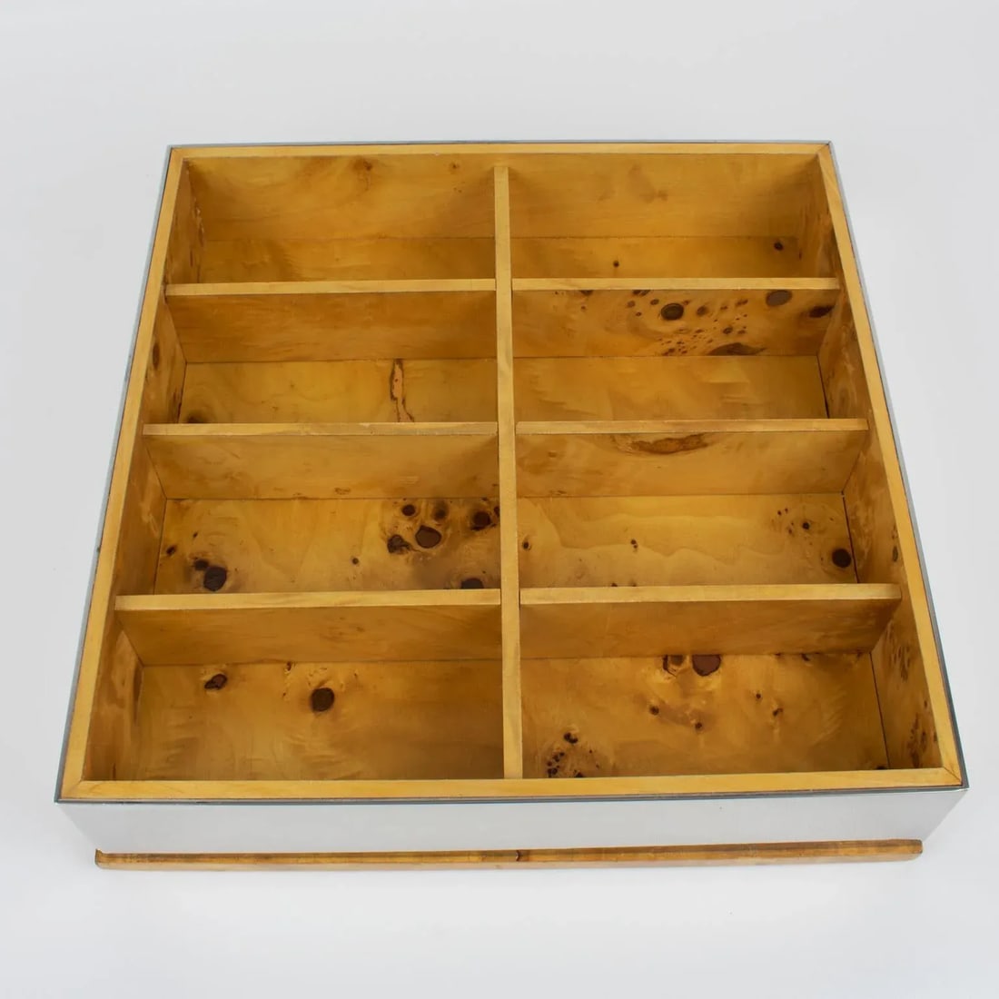 Tommaso Barbi Italy Chrome and Burl Wood Large-Scale Box - 5