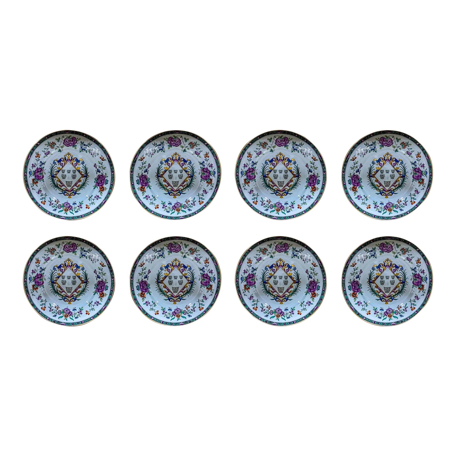 20th-C. English Copeland Spode for Tiffany & Co. New York Armorial Ironstone Plates -S/8: This is a set of eight Copeland Spode ironstone plates created in England for Tiffany & Co. of New York. They are marked and in very good condition. Condition: Alterations: Original Condition Unaltere