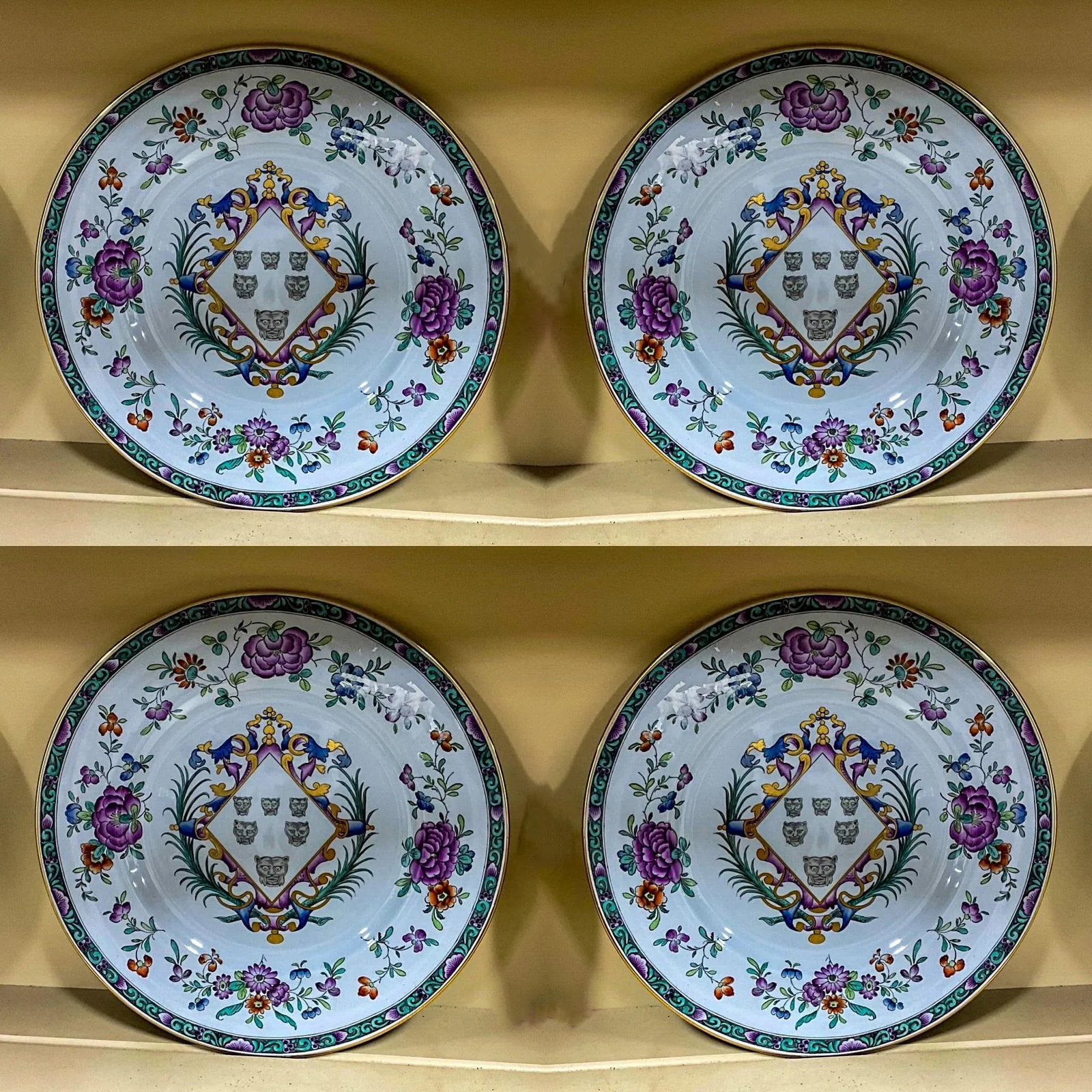 20th-C. English Copeland Spode for Tiffany & Co. New York Armorial Ironstone Plates -S/8 - 4