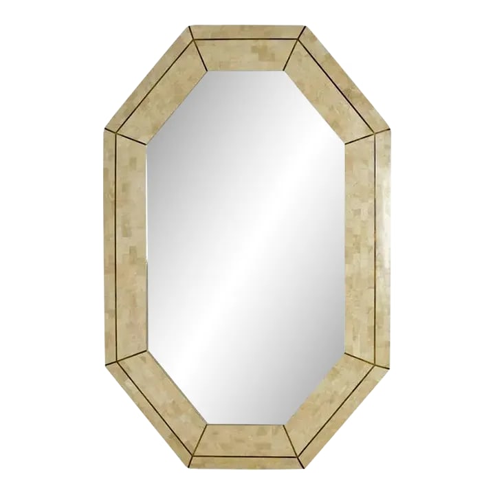 1980s Tessellated Marble With Brass Inlay Mirror (1 of 7)
