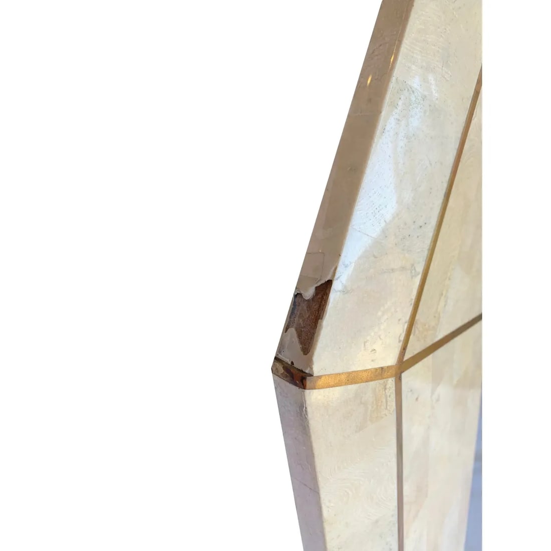 1980s Tessellated Marble With Brass Inlay Mirror - 2