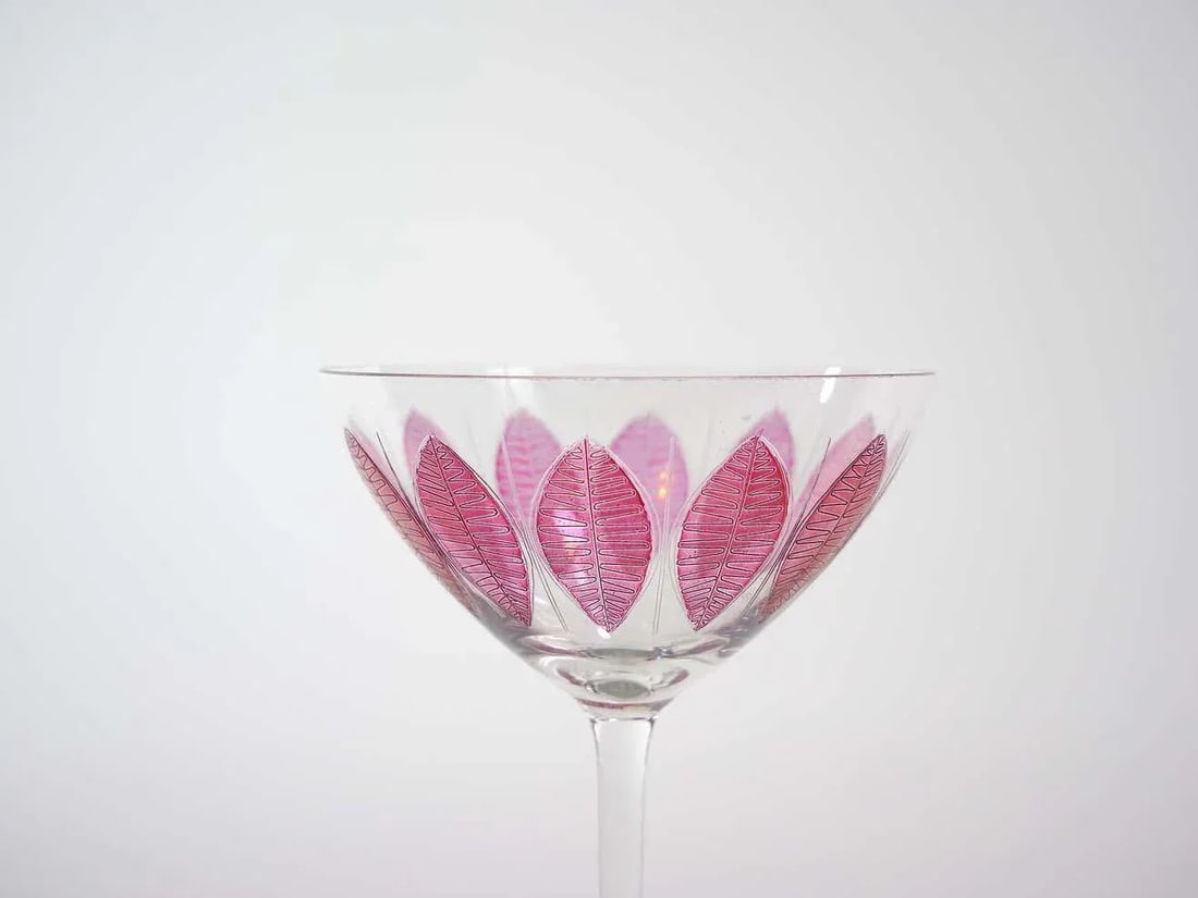 Hand Painted Crystal Champagne Coupe Service / Ten People - 11