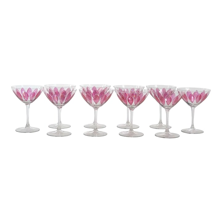 Hand Painted Crystal Champagne Coupe Service / Ten People (1 of 13)
