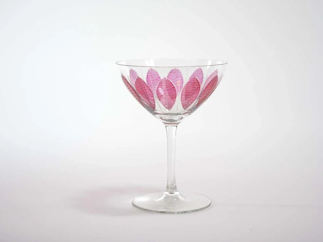Hand Painted Crystal Champagne Coupe Service / Ten People - 7