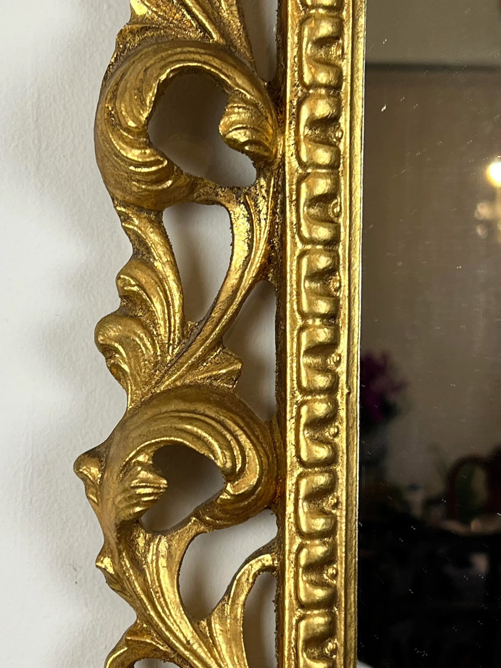 1980s Italian Baroque Style Carved & Gilded Mirror - 5