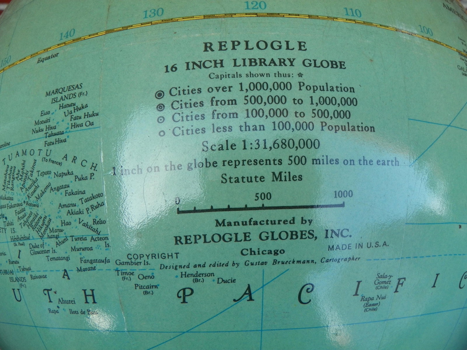 Mid 20th Century Kittinger Illuminated Reploge World Globe on Mahogany Stand - 8