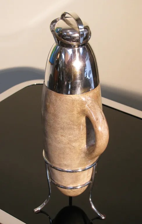Vintage Aldo Tura Lacquered Goatskin Carafe on Stand - 2