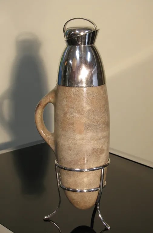 Vintage Aldo Tura Lacquered Goatskin Carafe on Stand - 3
