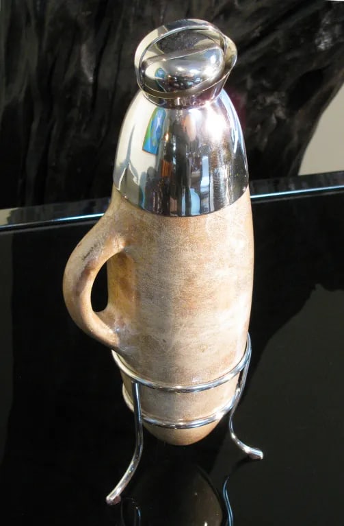 Vintage Aldo Tura Lacquered Goatskin Carafe on Stand - 4