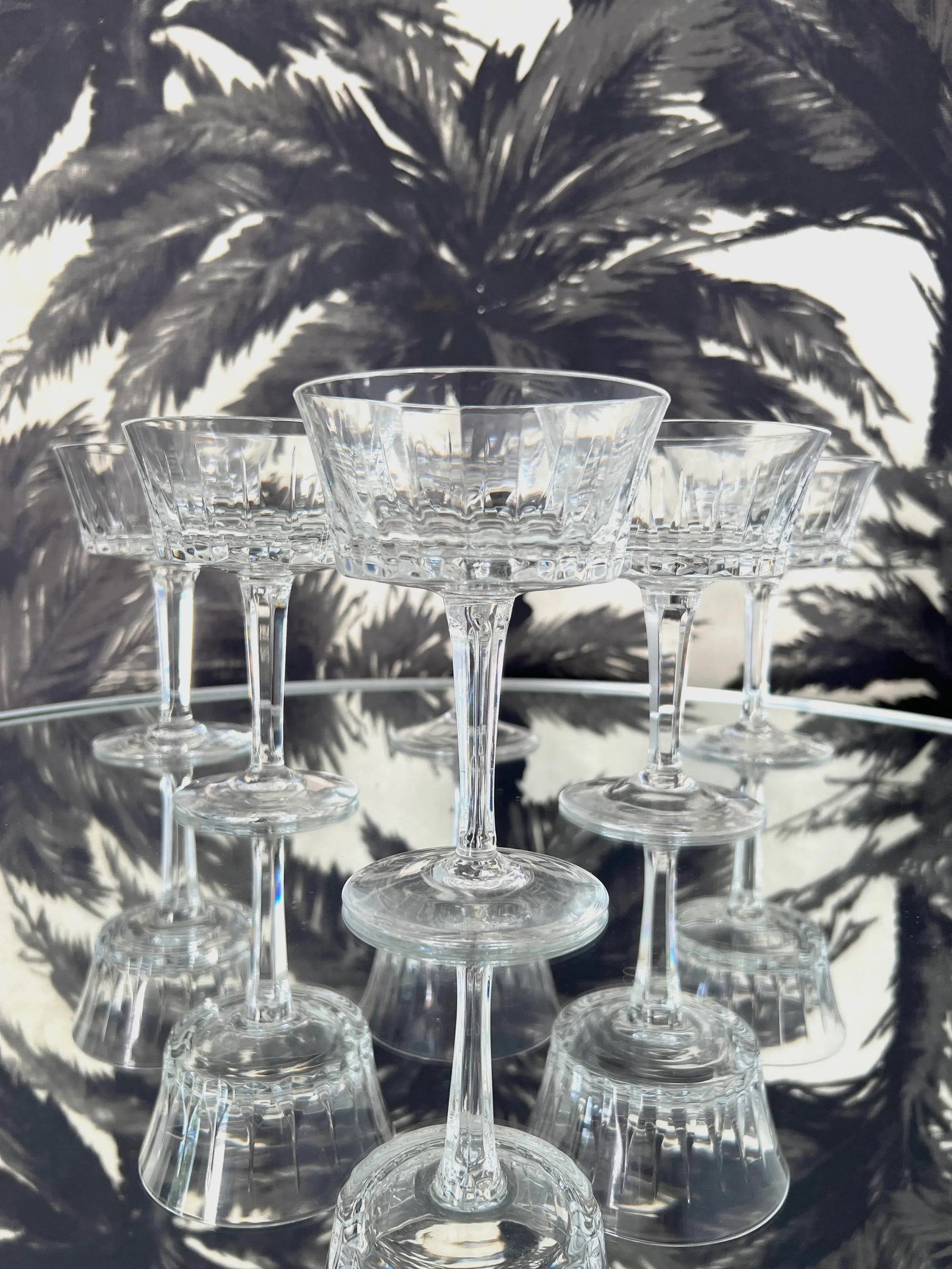 Set of Six Vintage Crystal Champagne Coupes by Gorham, C. 1970's - 2