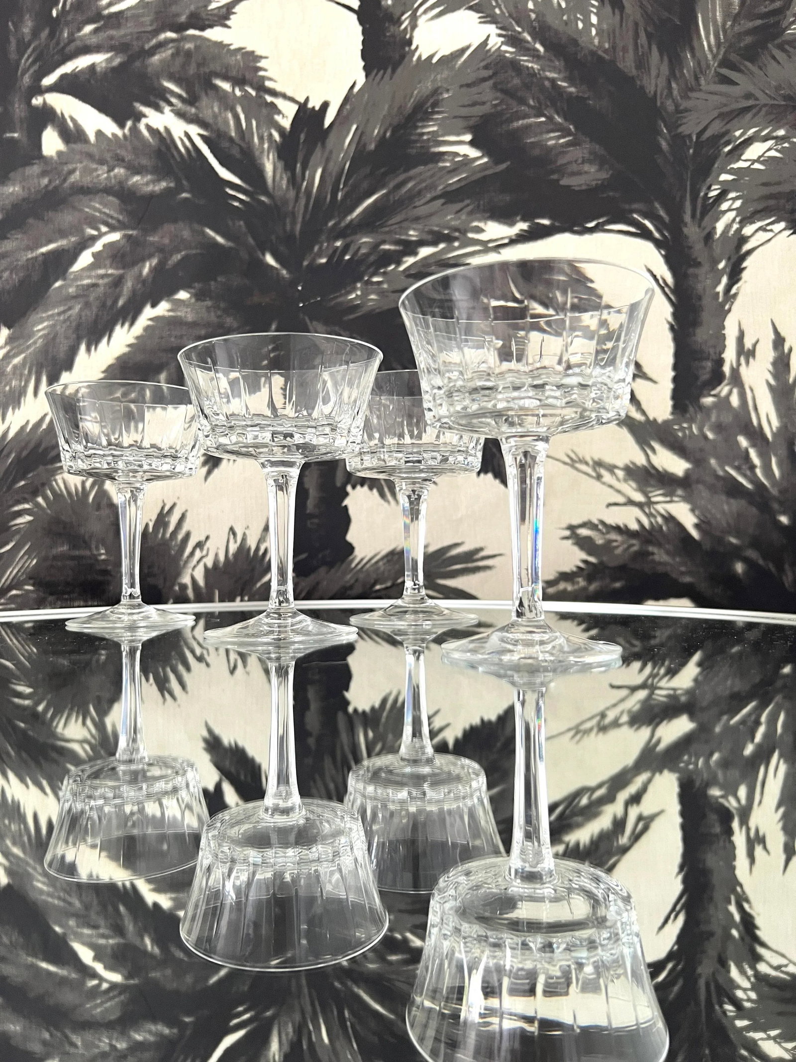 Set of Six Vintage Crystal Champagne Coupes by Gorham, C. 1970's - 3
