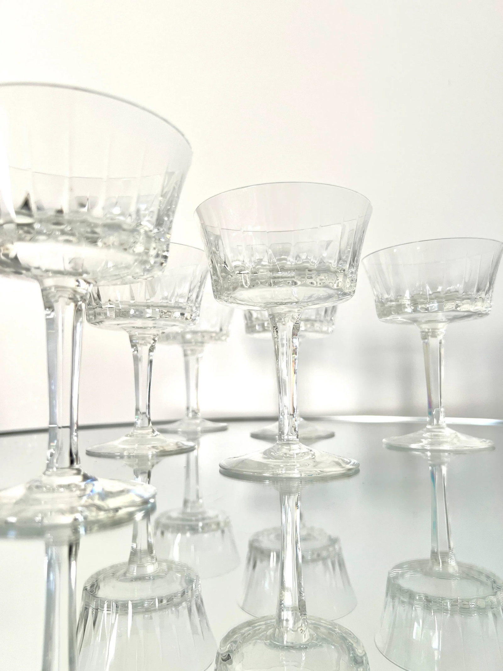 Set of Six Vintage Crystal Champagne Coupes by Gorham, C. 1970's - 5