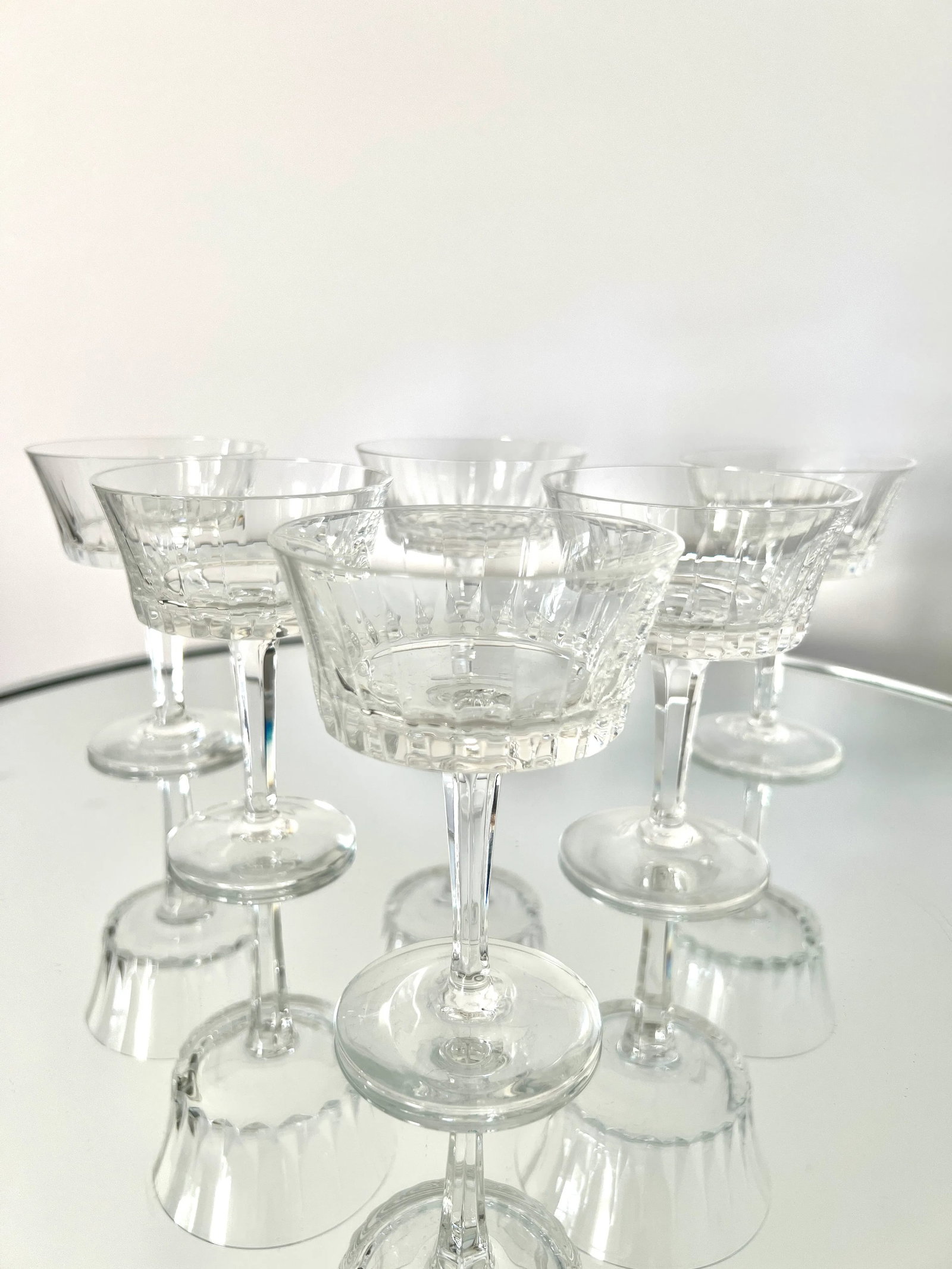 Set of Six Vintage Crystal Champagne Coupes by Gorham, C. 1970's - 7